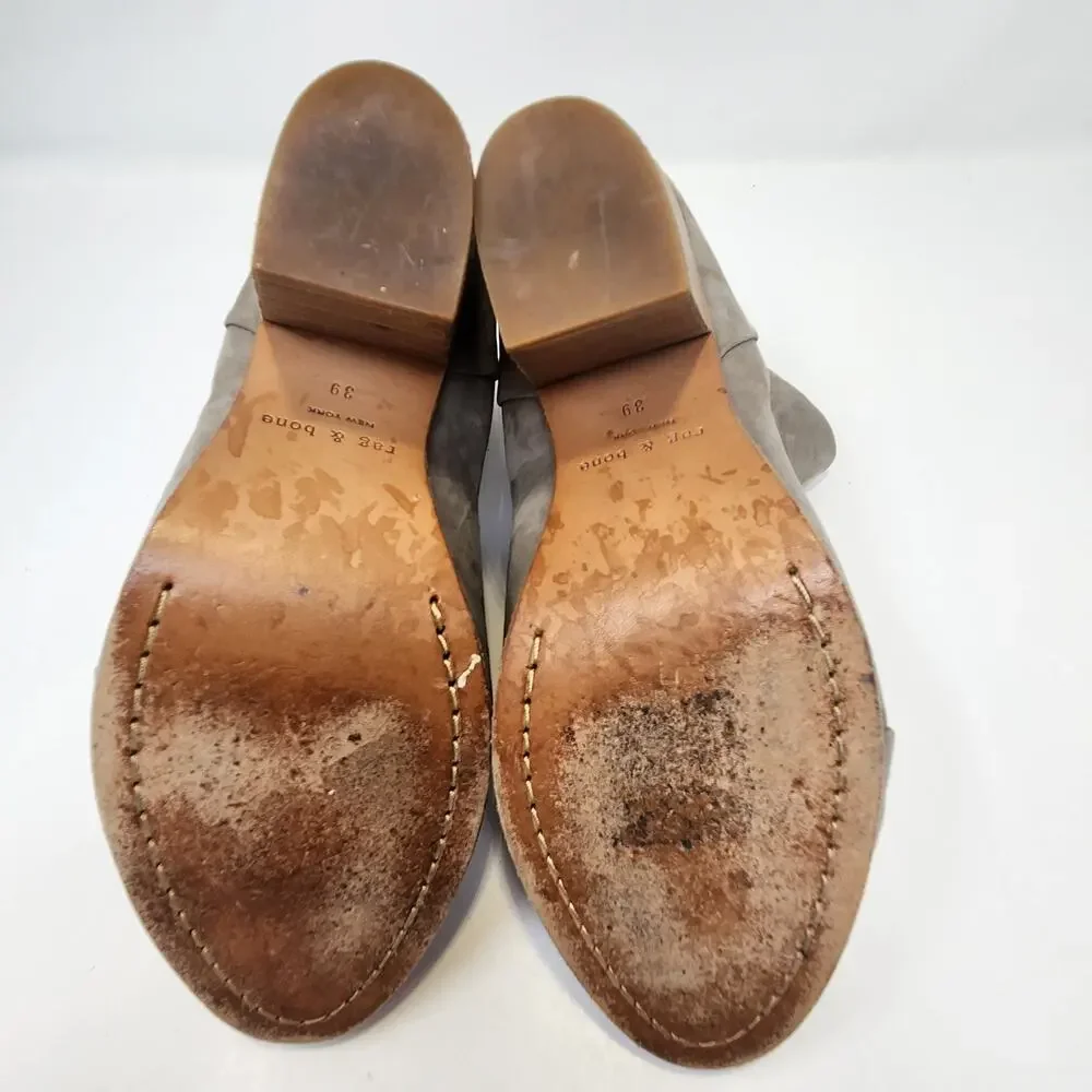 Rag and Bone Newberry Ankle Bootie Women Size 39 US 9 Taupe Gray Nubuck Leather
